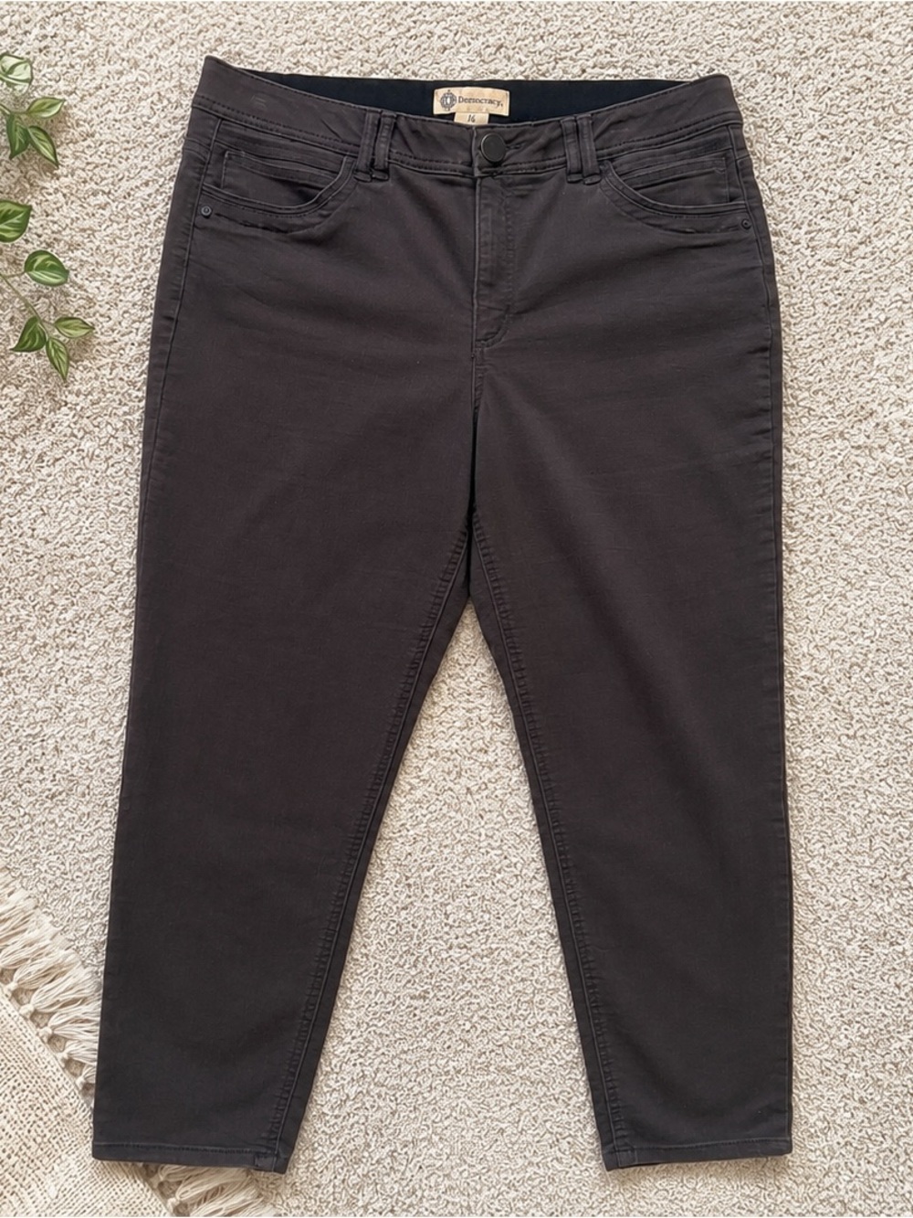 🌟Democracy Ab Solution Olive Gray Skinny Ankle Jeans Size 16 Stretch Jegging🌟